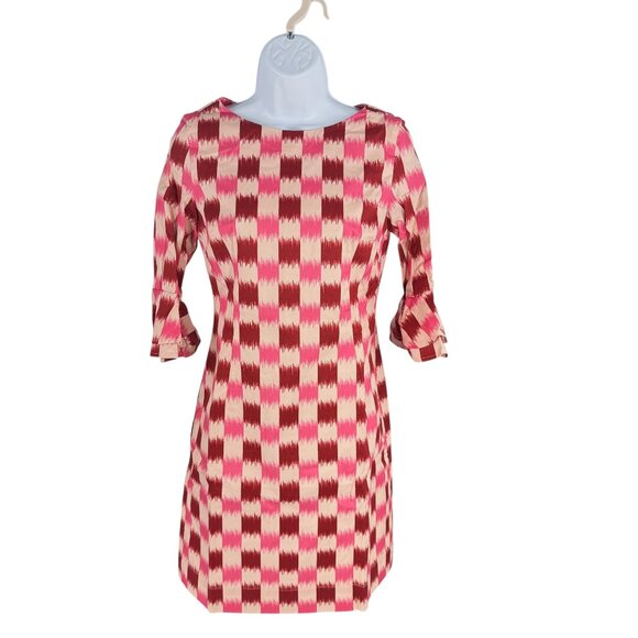 Autumn Adeigbo NEW Rose Lenore Pink Check Half Sleeve Cocktail Mini Dress Size 0 - Picture 3 of 11